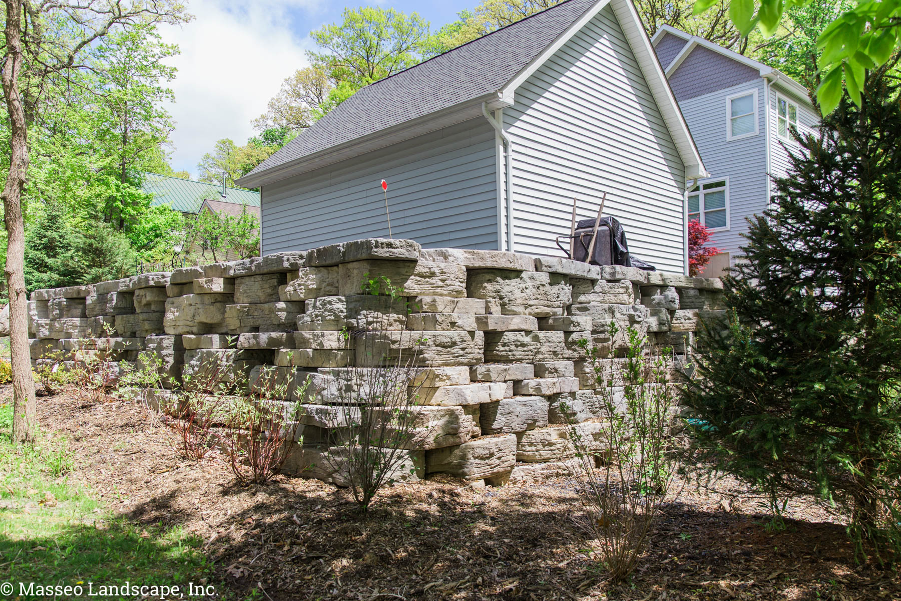 Rosetta Outcropping Retaining Wall designed by Masseo Landscape, Inc. New Paltz Landscape Contractors